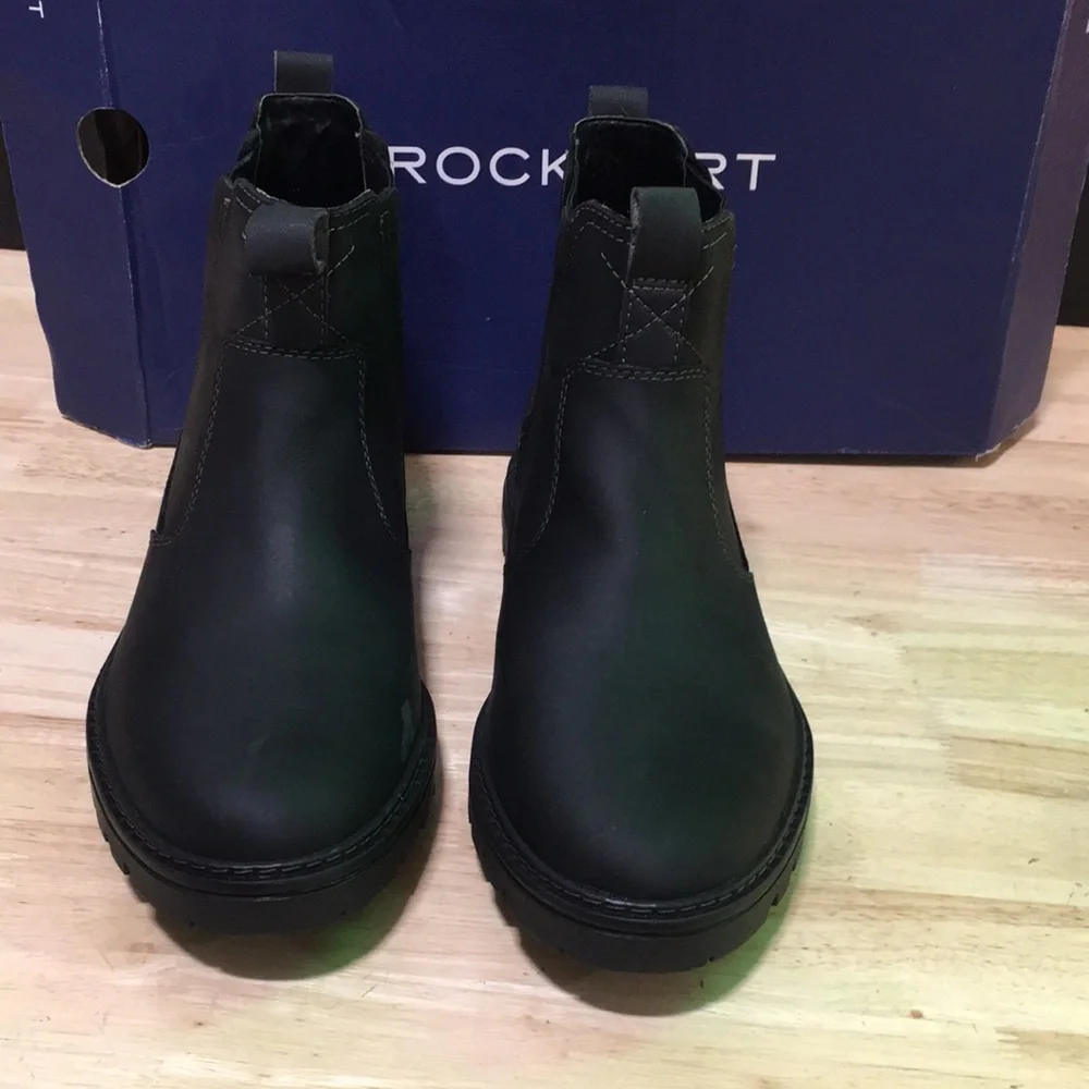 New WB Mens Rockport Black Chelsea‎ Boots - Slip-On Comfort Waterproof